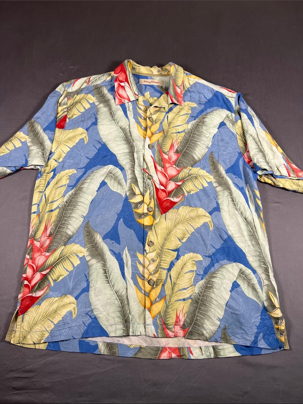 Tommy Bahama Blue Tropical Floral Camp Shirt